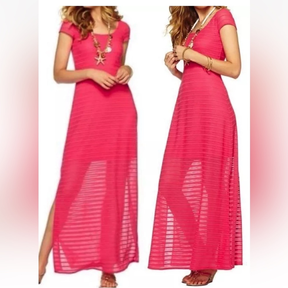 NWT LILLY PULITZER RAMSAY SUMMER MAXI SHEER HEM LIPSTICK PIN